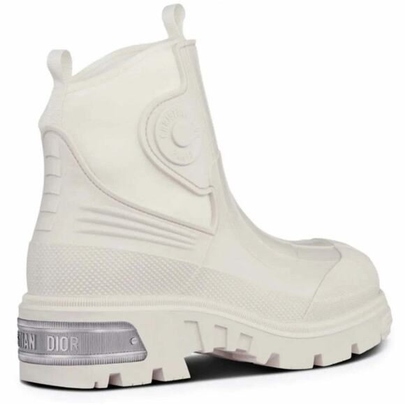 Dior Genesis Off White Logo Neoprene Rubber Winter Snow Short Ankle Rain Boot 38 - Picture 2 of 9